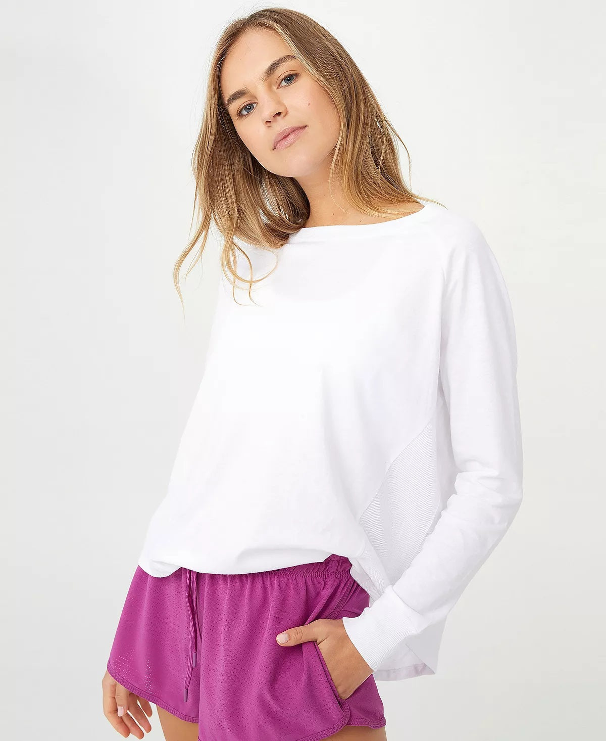 Cotton On Women's Active Rib Long Sleeve Top White Size Medium