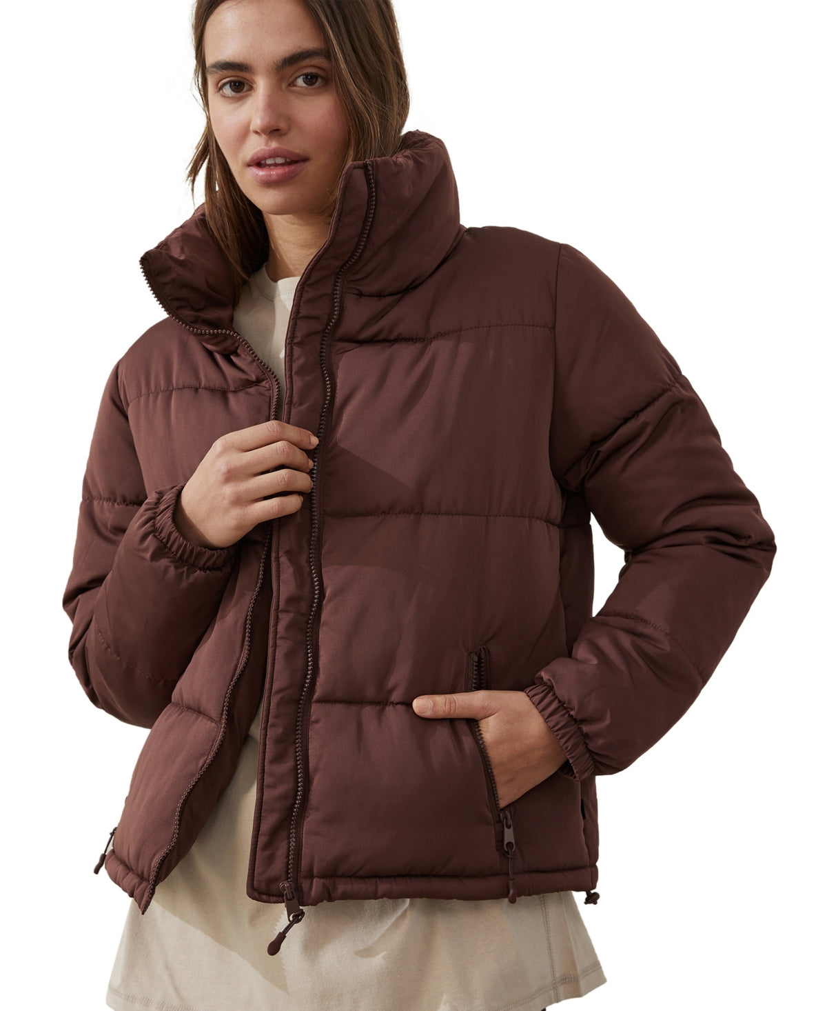 Cotton On Women's The Recycled Mother Puffer Jacket Brown Size Large