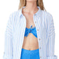 COTTON ON Women's Striped Swing Beach Shirt Cover Up Swimsuit Blue Size Large