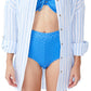 COTTON ON Women's Striped Swing Beach Shirt Cover Up Swimsuit Blue Size Large