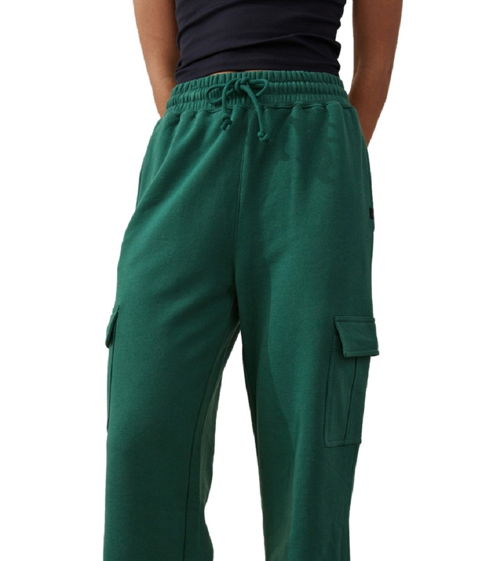 Cotton On Women's Plush Wide Leg Track Pants Green Size Large