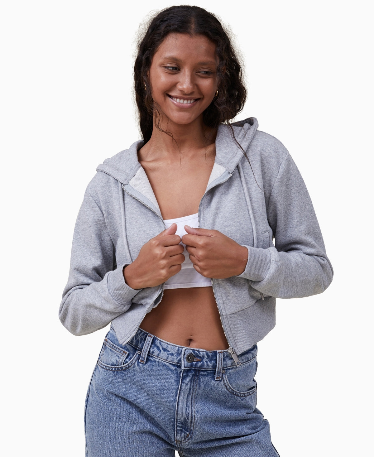 Cotton On Cropped Zip Top for Women in Black Size Medium
