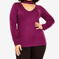 City Chic Women's Yolanda Cutout Mock Neck Sweater Purple Size 20W