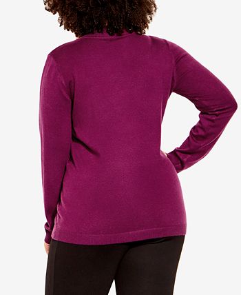 City Chic Women's Yolanda Cutout Mock Neck Sweater Purple Size 20W