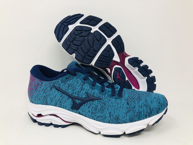 Mizuno Women's Wave Inspire 16 WAVEKNIT Running Shoe Enamel/Blue Size 6.5 B(M) US