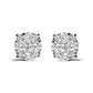 14K White Gold 2.00 Cttw Lab Grown Diamond Cluster Stud Earrings (G-H Color, VS1-VS2 Clarity)