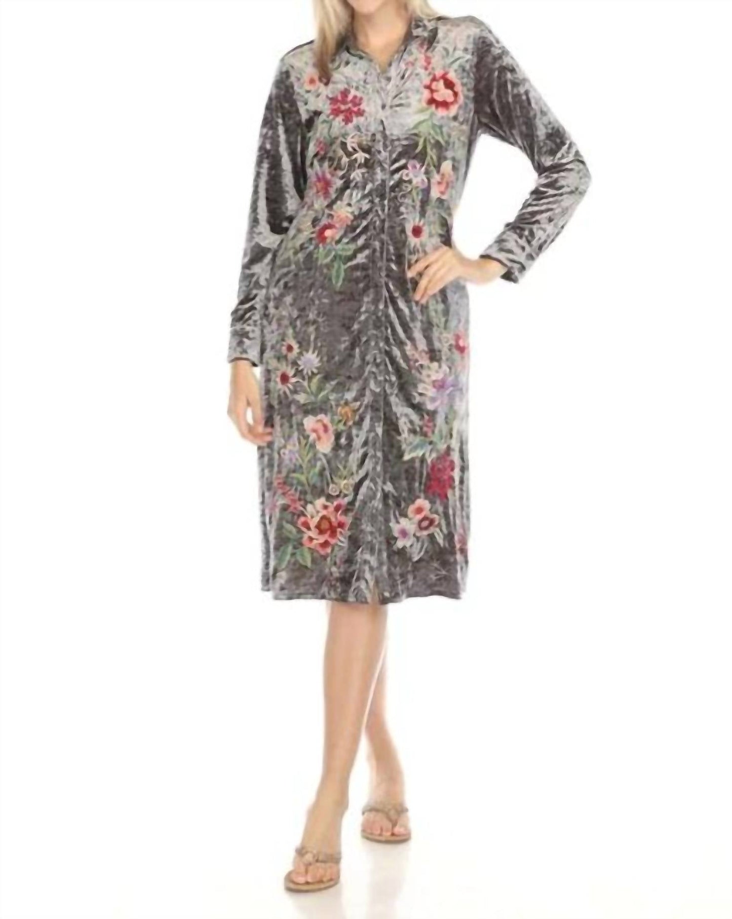 Johnny Was - CRUSHED VELVET SHIRT DRESS