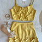 Sundayup - Floral Applique Top & Skirt Set