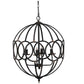 4 Light Metal Chandelier in Black Iron with Adjustable Chain