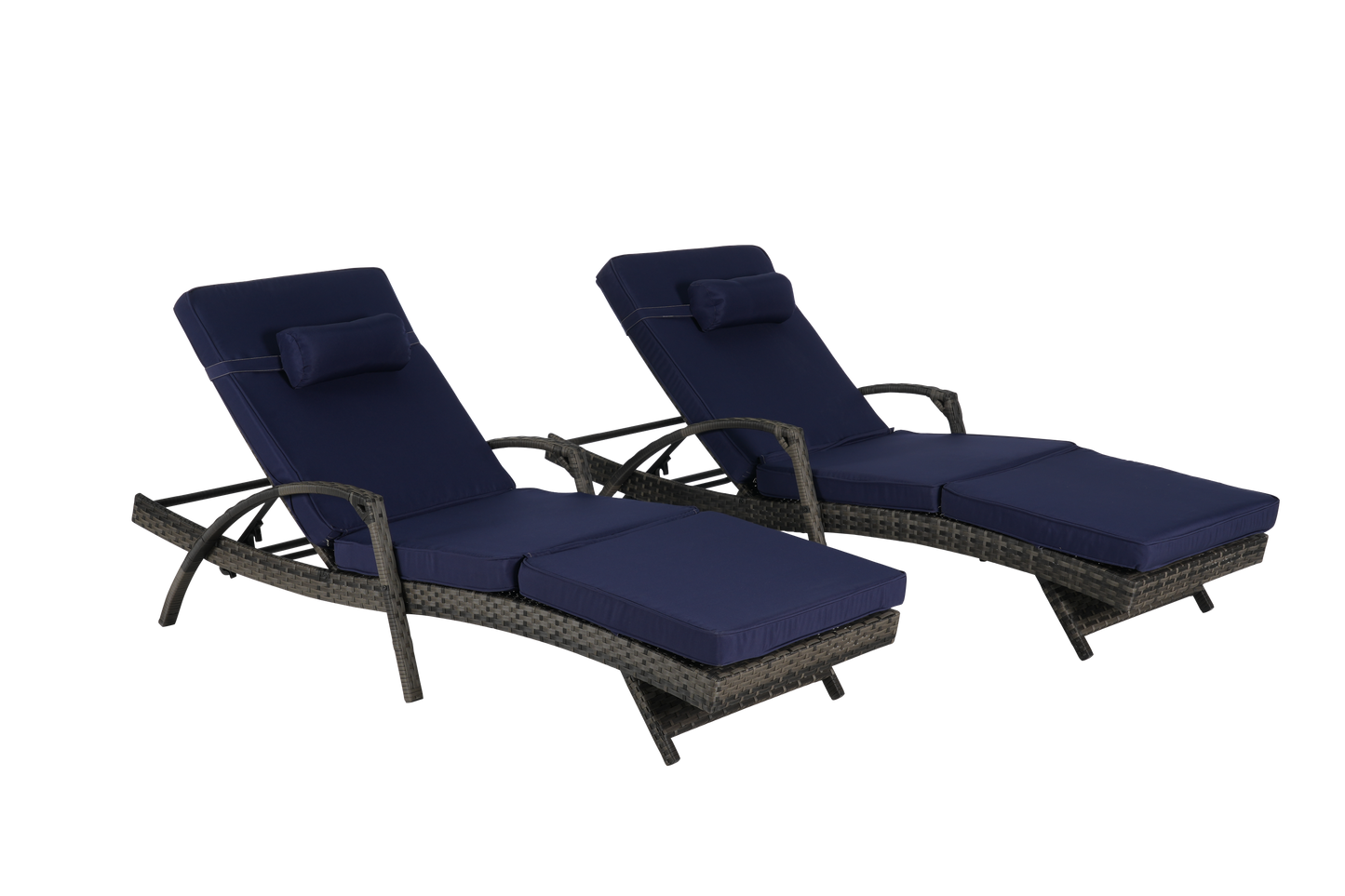 Outdoor Wicker Reclining Chair Set of 2 with Cushions