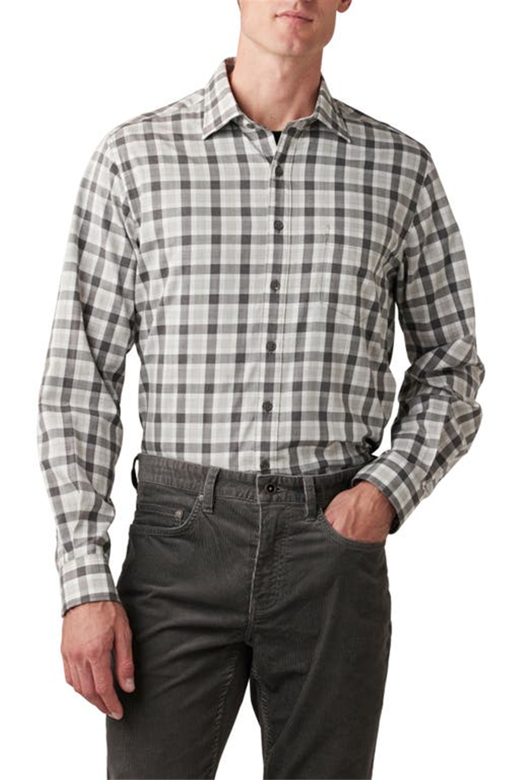 Rodd & Gunn Boltons Trim Fit Check Cotton Flannel Button-Up Shirt In Ash Size Large