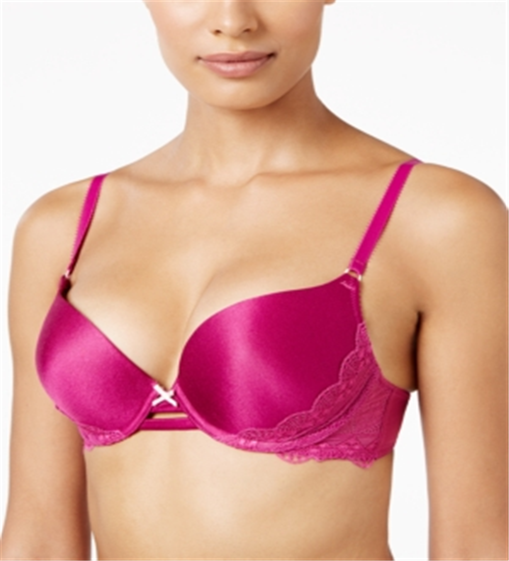 Heidi by Heidi Klum महिलाओं के लिए सुपर बूस्ट ज्योमेट्रिक लेस ब्रा गुलाबी, साइज़ 34C