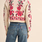 &Merci - Floral Knit Tie-front Cropped Sweater Cardigan