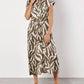 Apricot - Zebra Print Tie Midi Dress