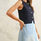 Miou Muse - J'adore Sculpted Metal Button Knit Vest