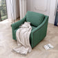 360 Degree Swivel Armchair Cotton Linen Fabric with Brass Nail Detailing