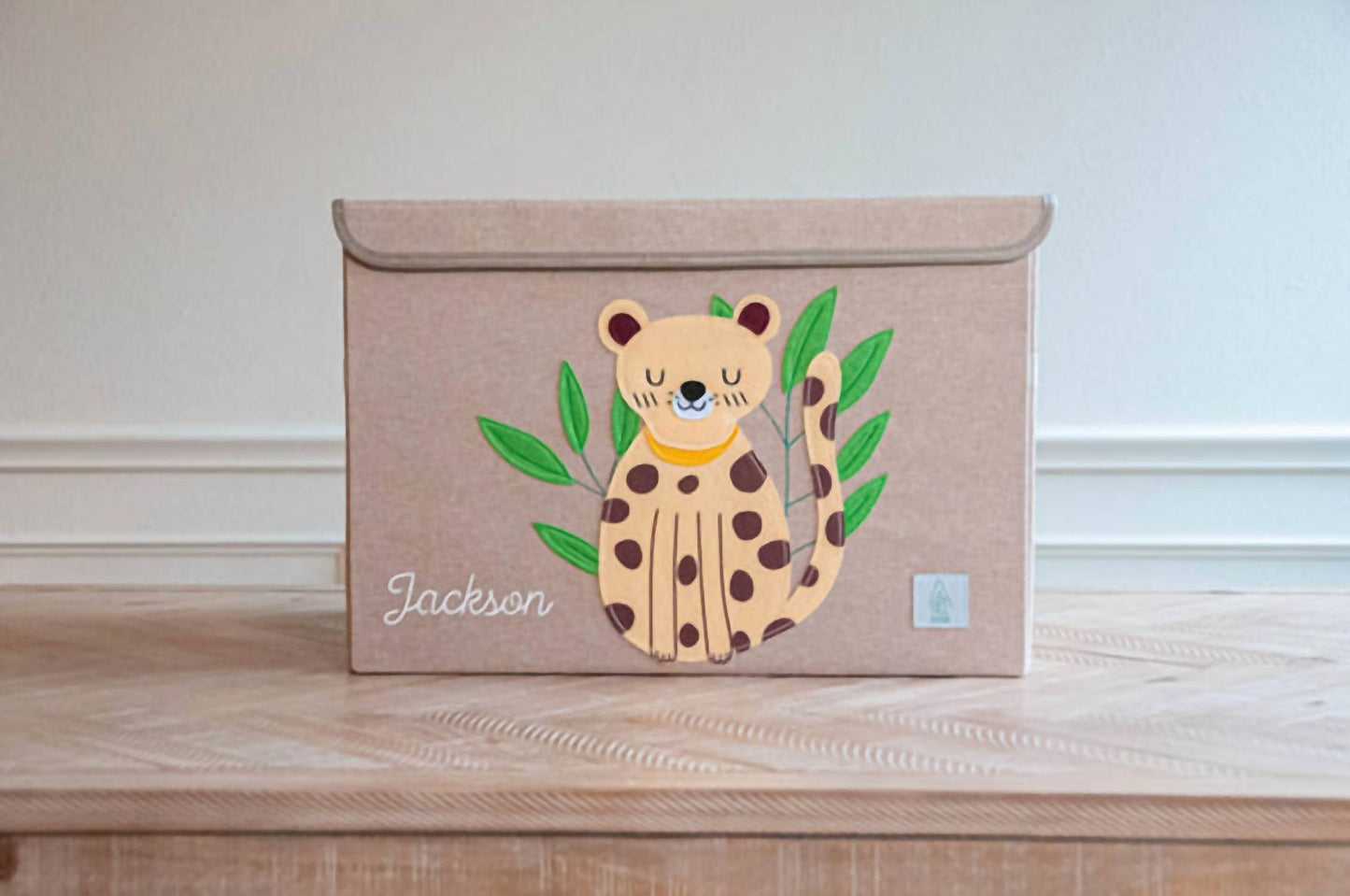 A Nice House - Peaceful Cheetah Appliquéd, Collapsible Toy Box and Storage Box