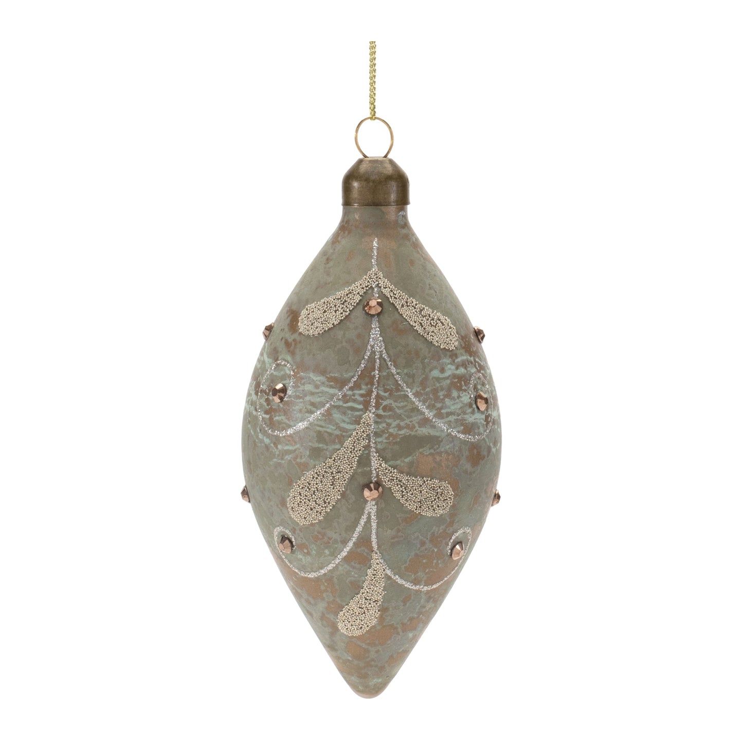 Beaded Glass Ball and Onion Christmas Ornaments - 3.5" - Silver and Gold - 12ct