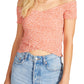 Women's Pink Off-The-Shoulder Crop Top - Size Medium