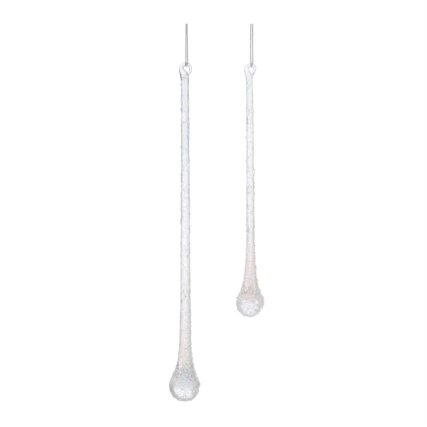 Beaded iridescent glass drop ornament (set of 12)