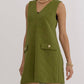 Entro - Textured V-neck Sleeveless Mini Dress