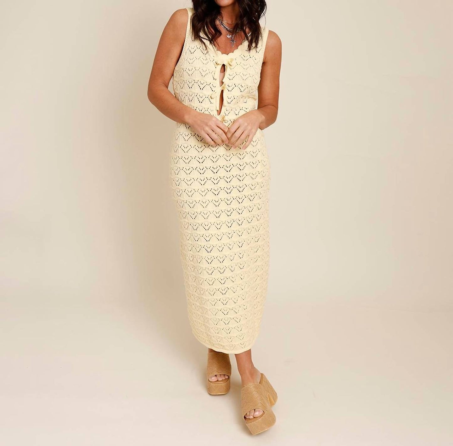 Le Lis - Sunnie Open Knit Midi Dress