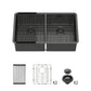 Double Bowl Undermount Kitchen Sink 16 Gauge 33" x 19" with Dual 10" Deep Basins - Gunmetal Black