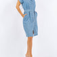 Paparazzi - Tencel Denim Short Sleeve Shirt Dress With Belt