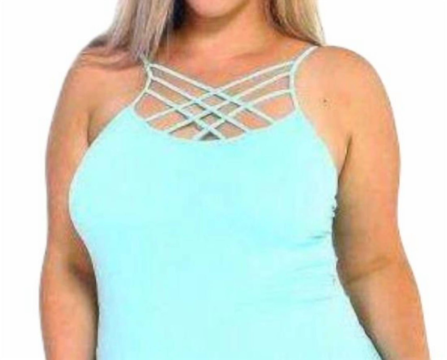 Aaaaa Fashion - Strappy Criss Cross Plus Cami Top