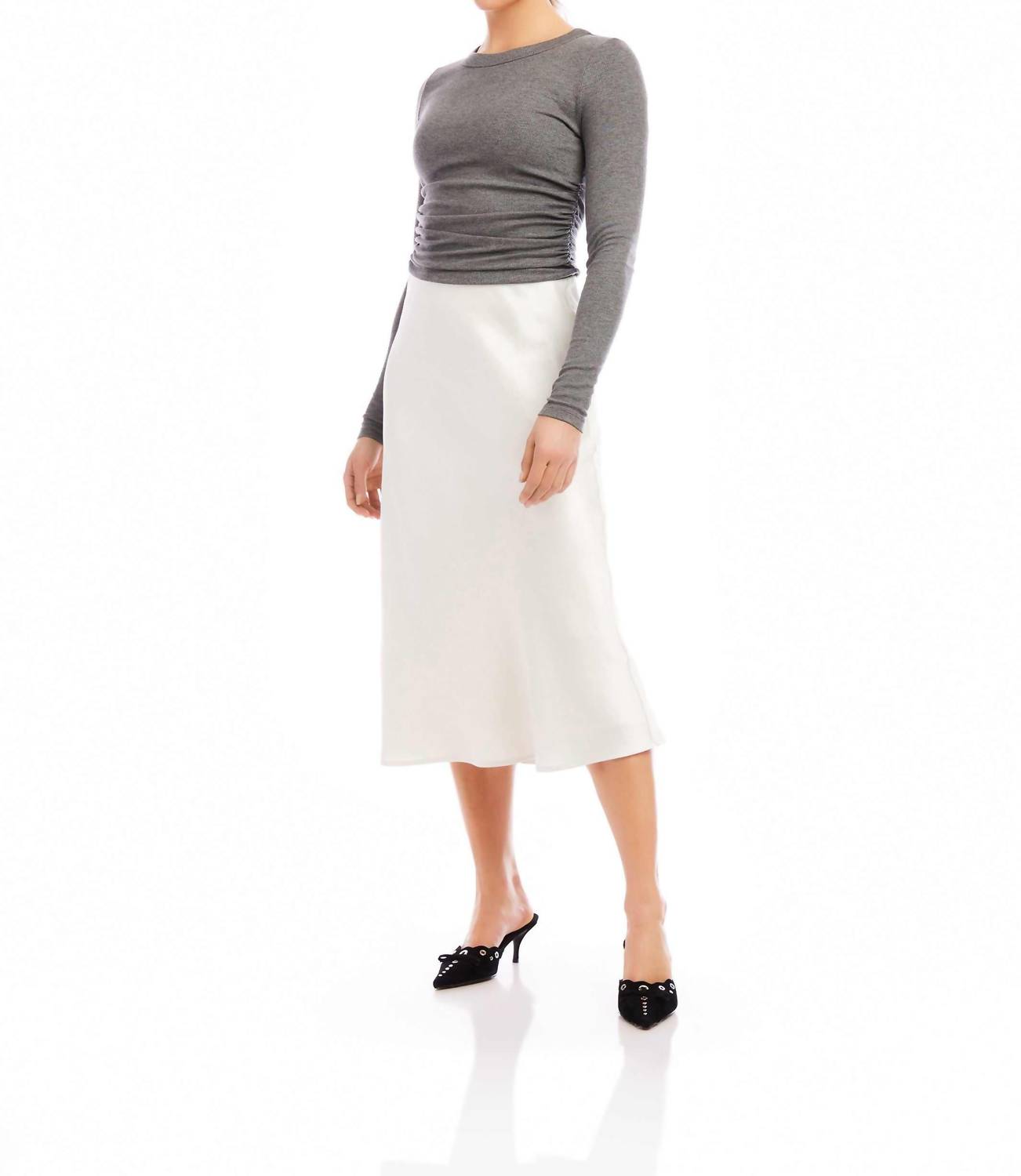 Fifteen Twenty - Mia Bias Satin Midi Skirt