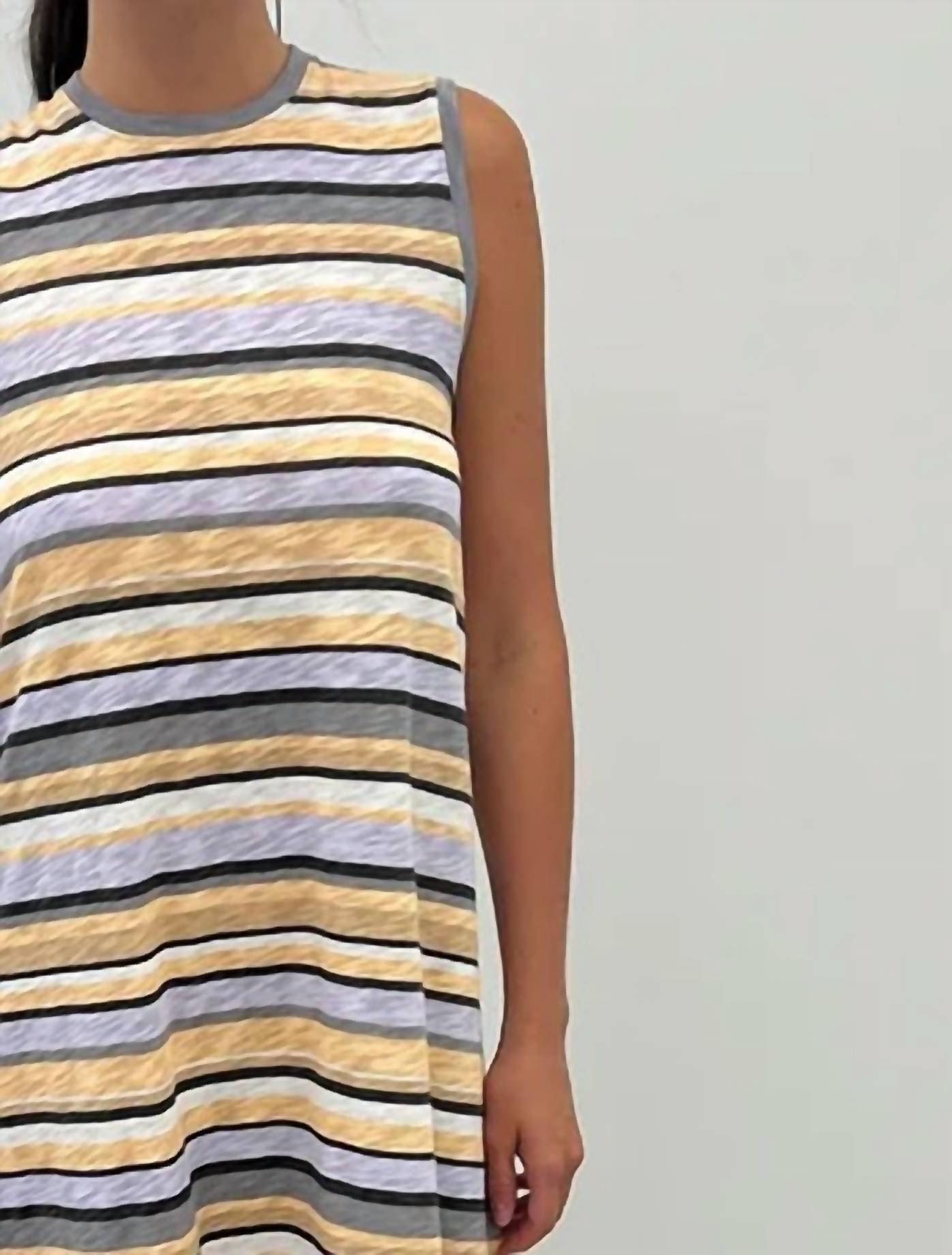 Atm - Slub Jersey Stripe Sleeveless Muscle Dress