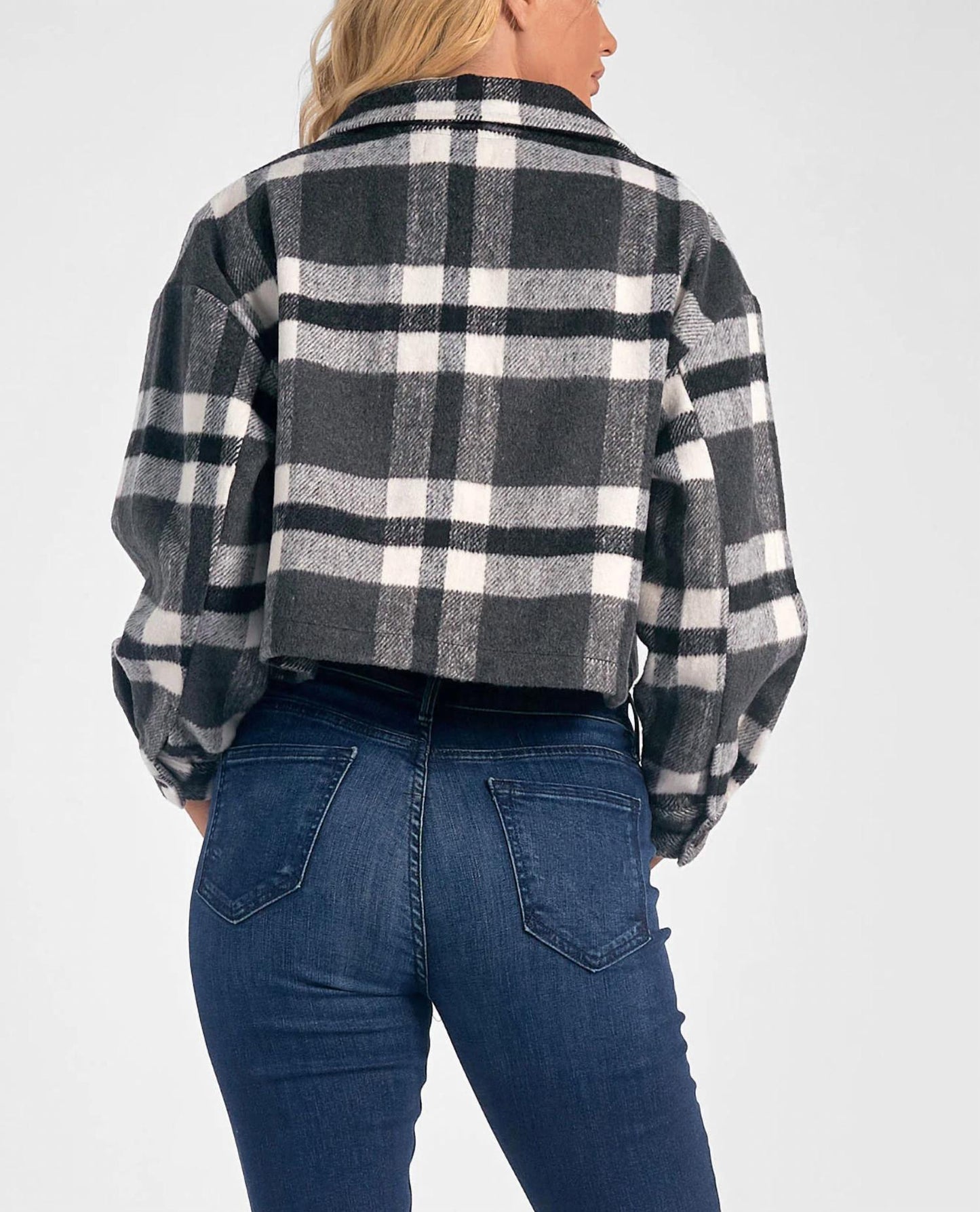 Elan - Bianca Cropped Plaid Shacket