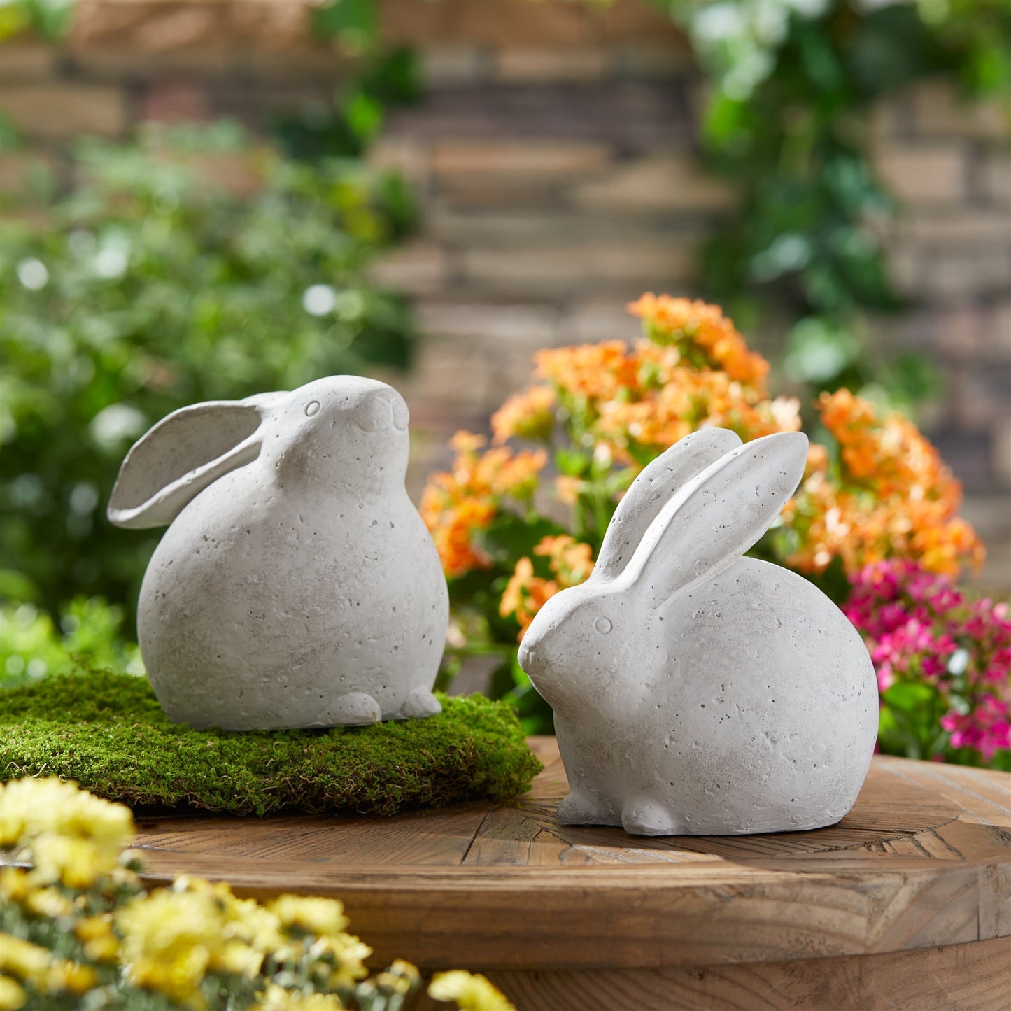 Distressed Bunny Figurine Set of 2