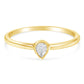 14K Yellow Gold Plated .925 Sterling Silver 1/20 Carat Diamond Teardrop Pear-Shaped Miracle Set Petite Fashion Ring (J-K Color, I1-I2 Clarity) - Size 6