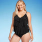 Women's UPF 50 Tiered Tankini Top Aqua Green® Black Size M