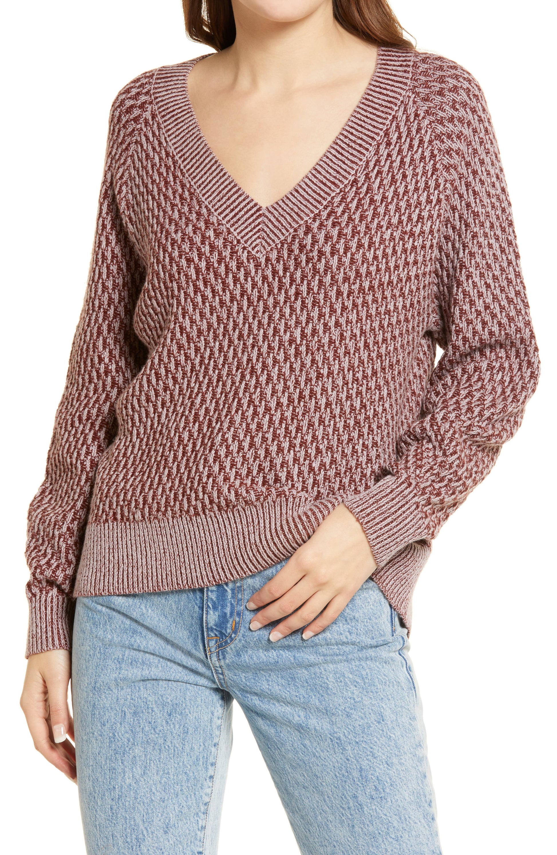 treasure-bond-v-neck-knit-sweater-purple-brown