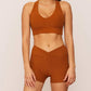 Wolven - Vegan Suede Finish Active Racerback Bra