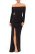 xscape-strapless-long-sleeve-column-gown-black