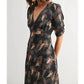 Fun 2 Fun - Leaf Print Satin Midi Dress