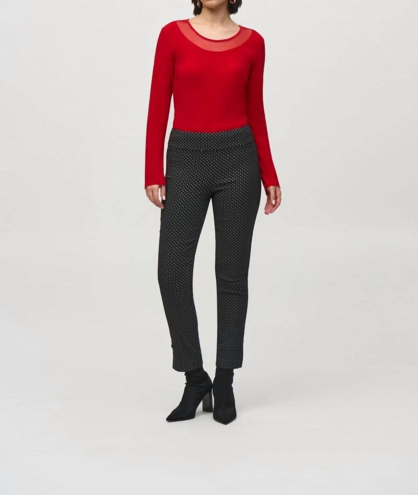Joseph Ribkoff - Mesh Round Neck Long Sleeves Top