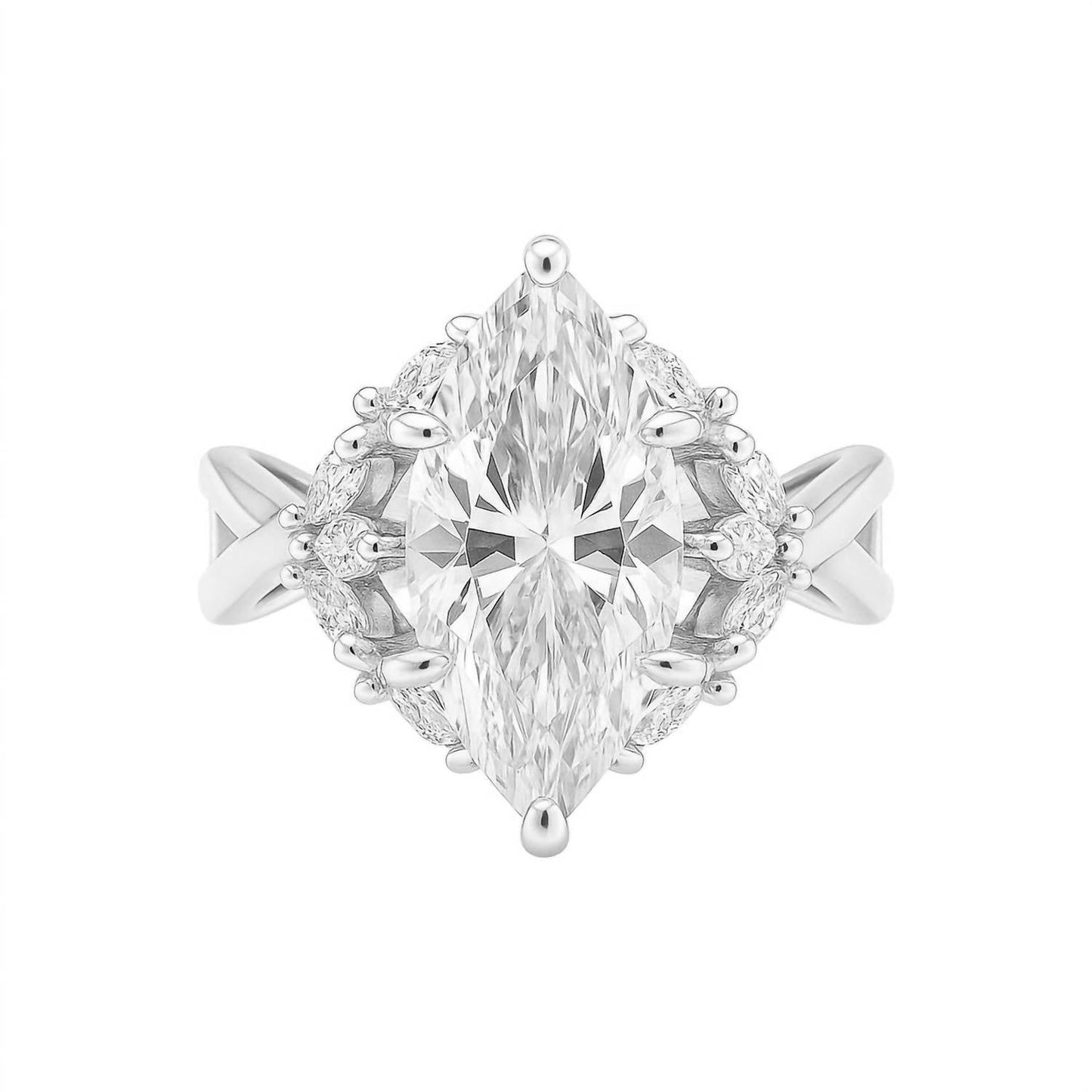 Allyanna Gifts - Women's Sterling Silver 2.0ct Marquise Moissanite Cluster Ring