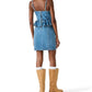 Steve Madden - Giselia Scoop Neck Sleeveless Peplum Waist Denim Mini Dress