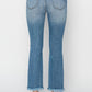 Risen - Mid-Rise Raw Hem Straight Jeans