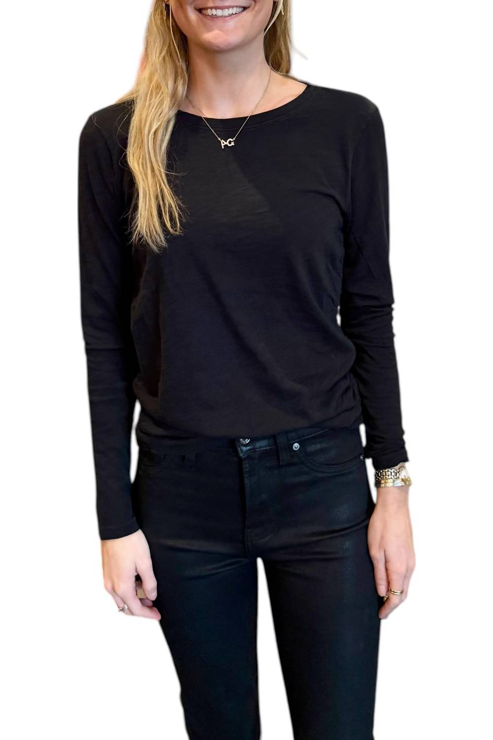 Elliott Lauren - Long Sleeve Ruched Side Tee