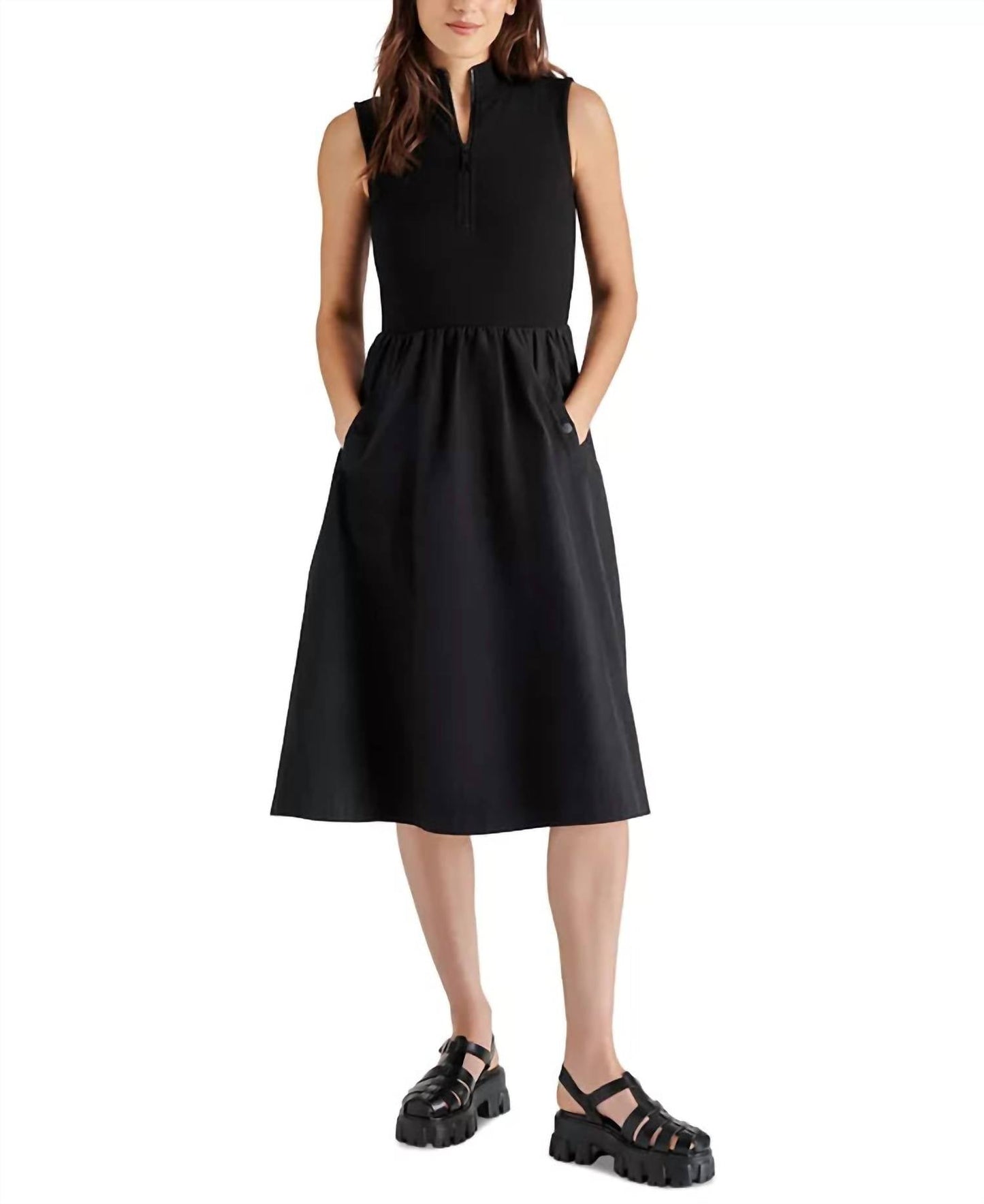 Steve Madden - Berlin Half Zip Sleeveless Midi Dress