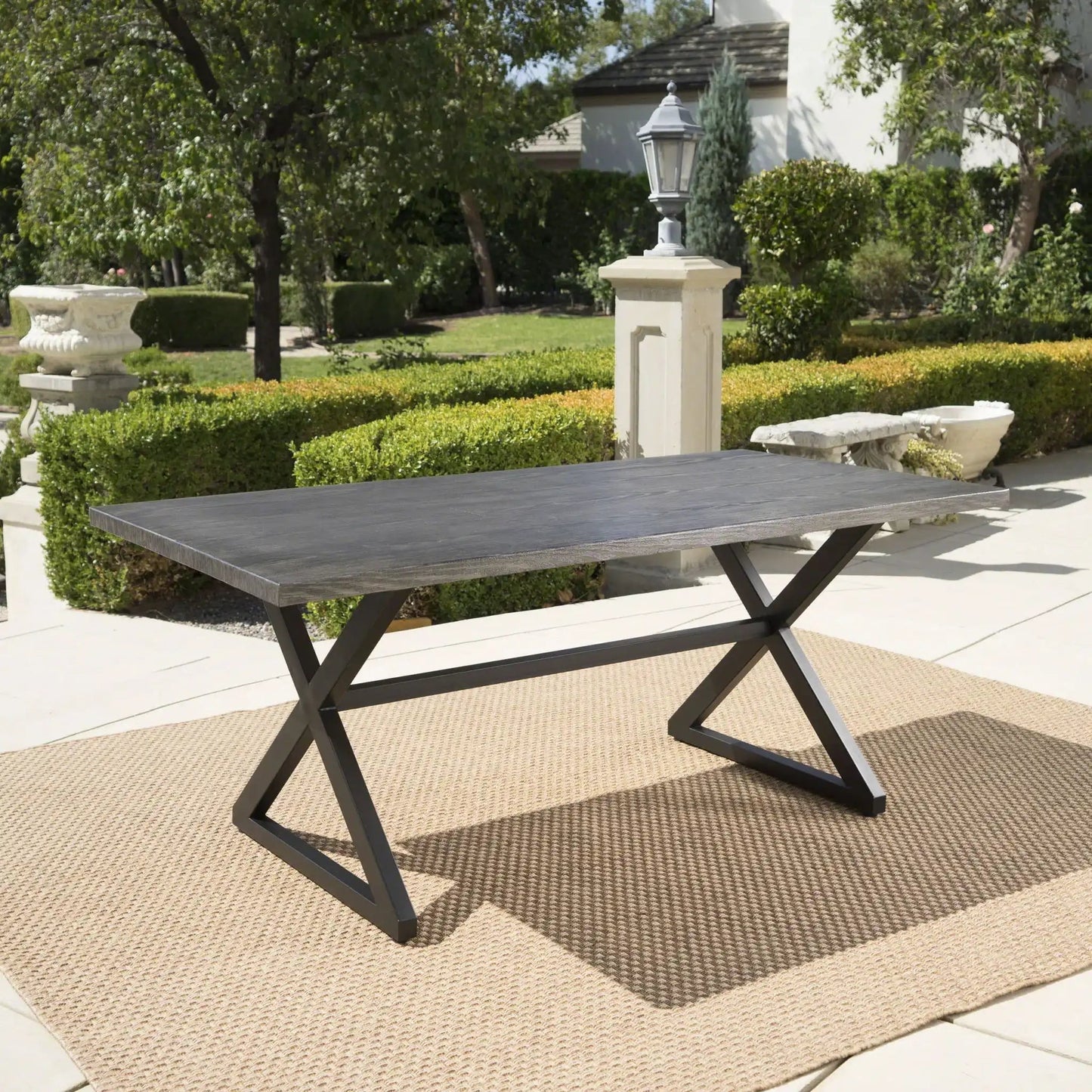 Rolando Outdoor Aluminum Dining Table With Steel Frame