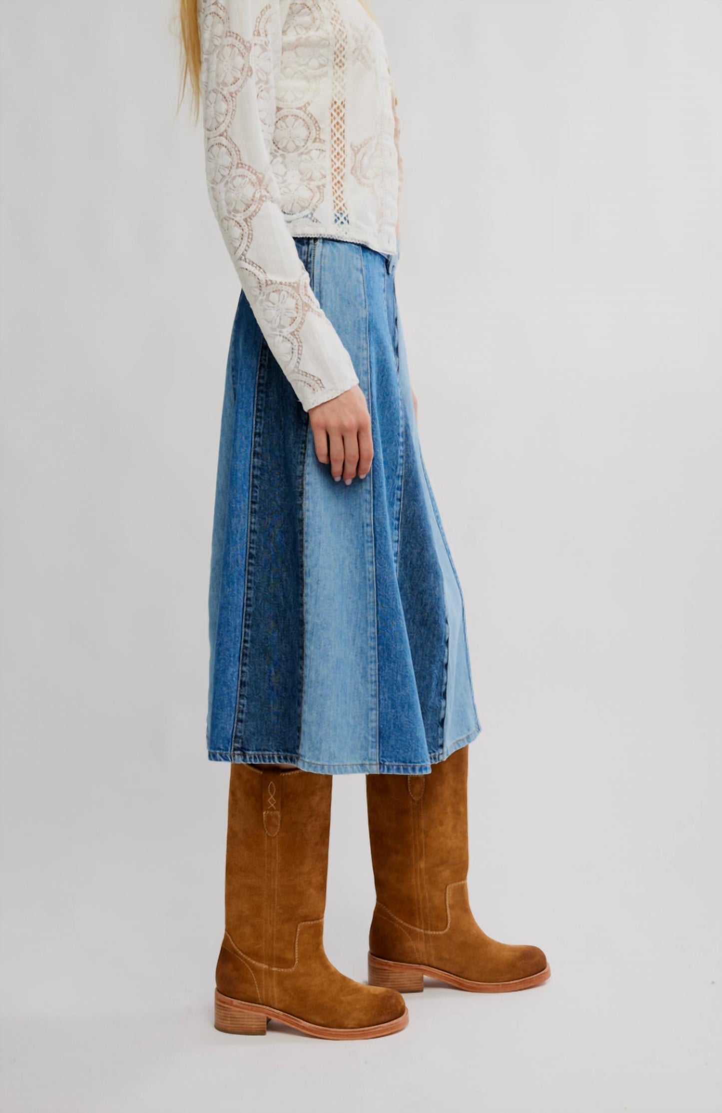 Free People - Sunbeam Denim Midi Skirt