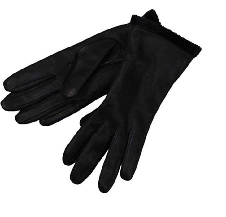 Charter Club Women's Faux Lined Leather Gloves Black Size Regular
