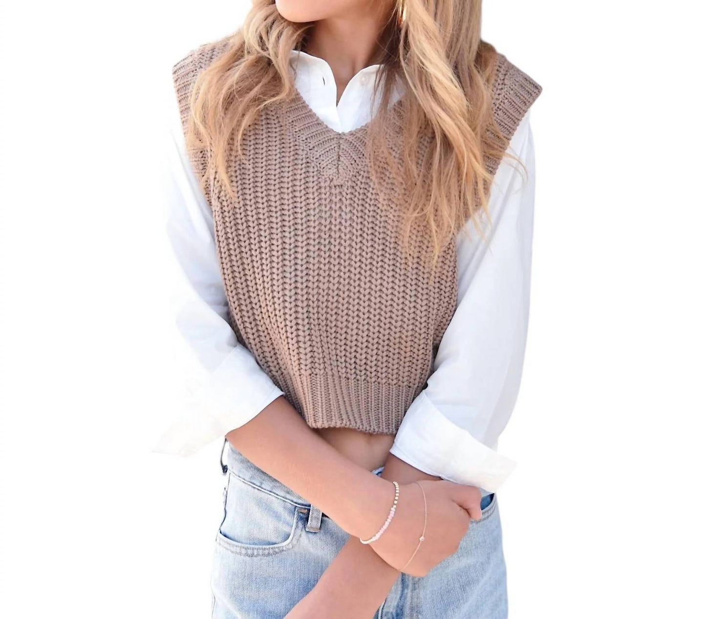 Vintage Havana - Girls Sweater Vest Long Sleeve Blouse