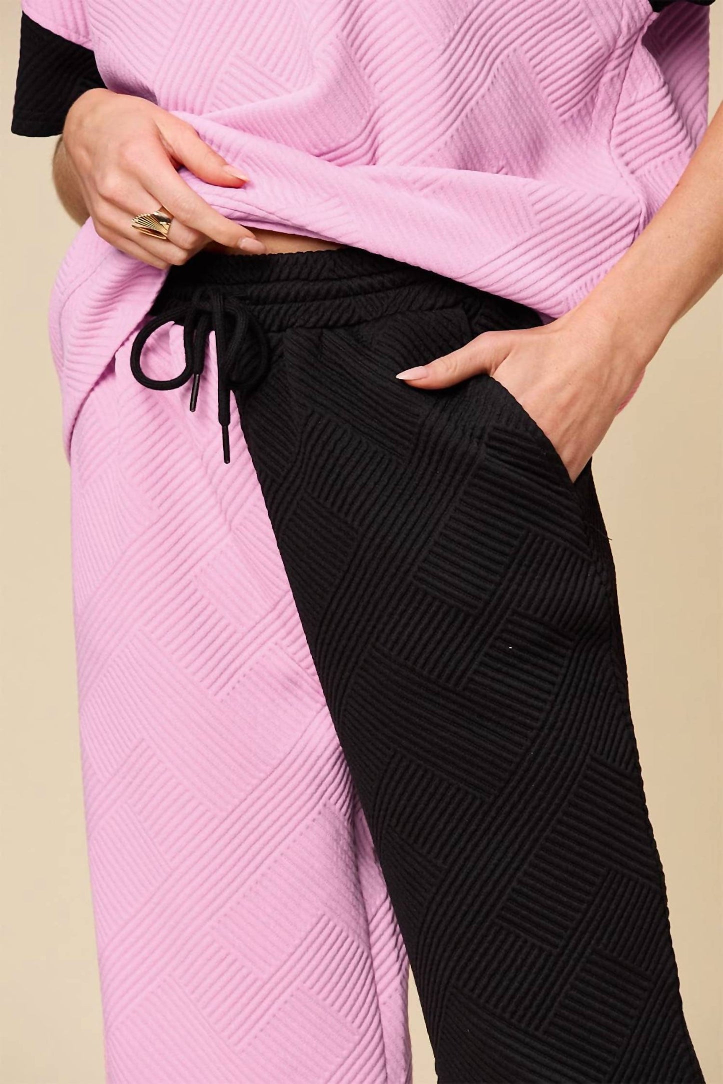 Double Take - Chic Textured T-Shirt & Pants Set
